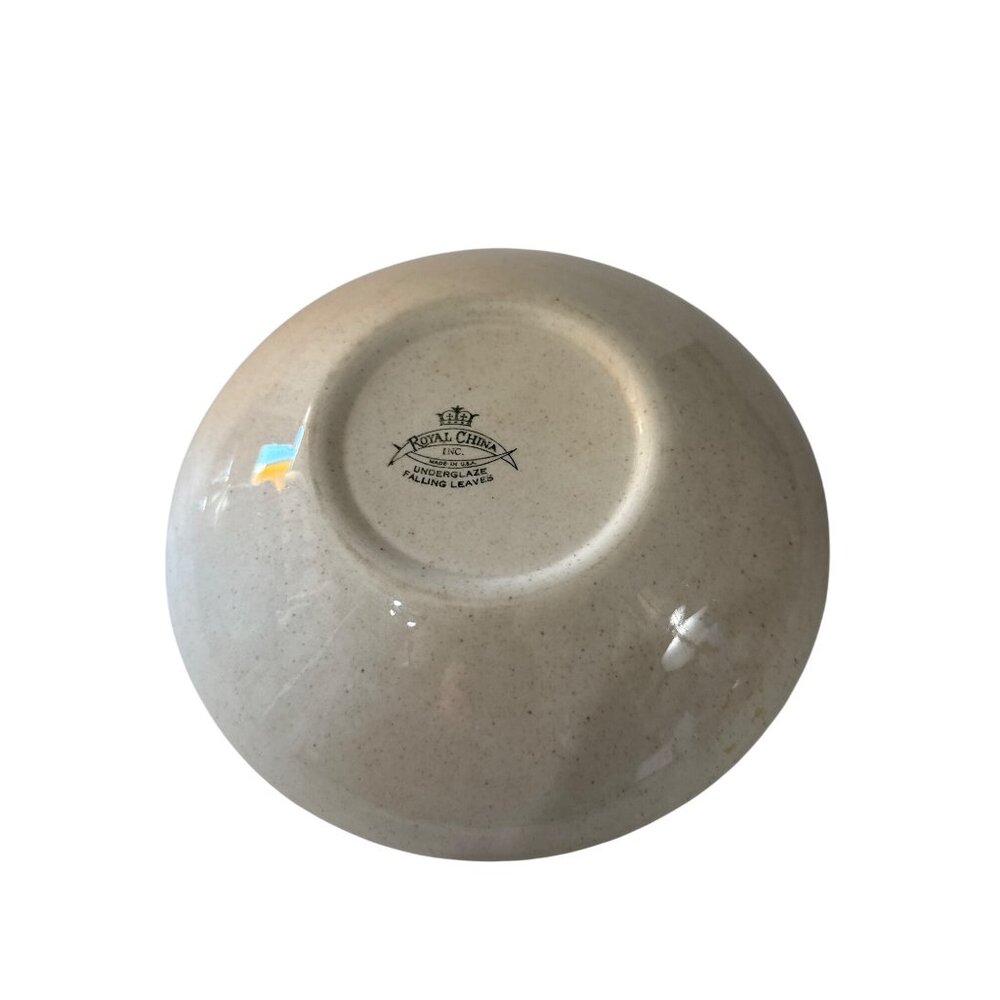 Royal China Underglaze Falling Leaves Serving Bowl 9" Made In USA Vintage MCM - Picture 3 of 6